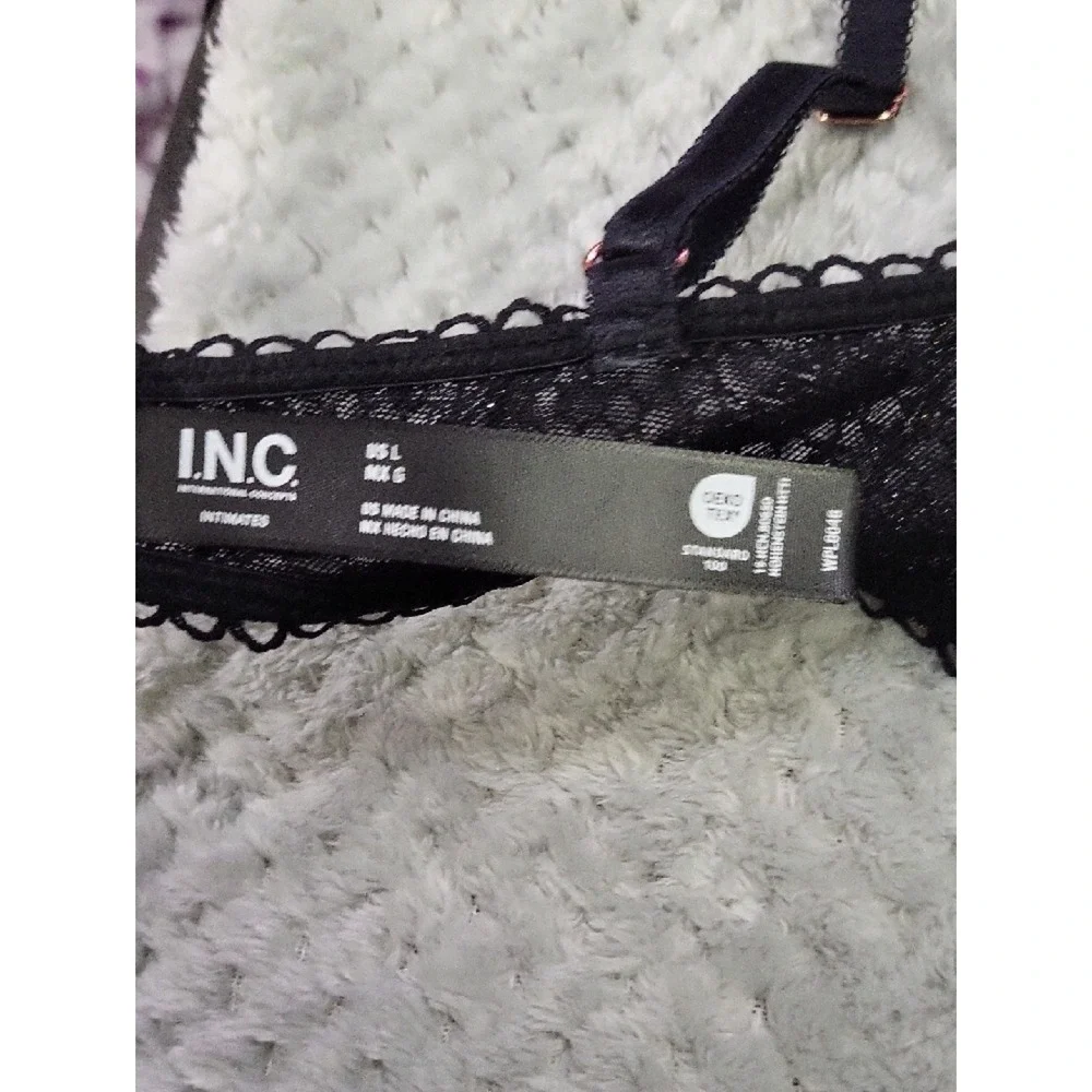 Nwt INC Blac Shimmer Lace Balconette‎ Bra Large
